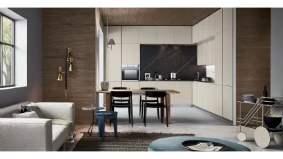 Cucina Moderna angolare Lounge in laccato opaco Grigio Corda di Veneta Cucine