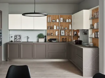 Cucina Moderna angolare Milano in laccato Grigio e Bianco di Veneta Cucine
