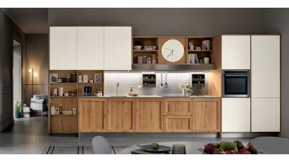 Cucina Moderna lineare Milano in Rovere Nodoso e laccato Bianco di Veneta Cucine