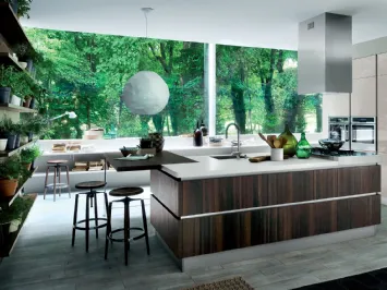 Cucina Moderna Oyster con penisola in Rovere Botte di Veneta Cucine