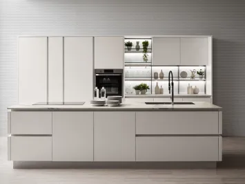 Cucina Moderna Oyster lineare in laccato opaco Bianco Puro di Veneta Cucine