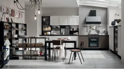 Cucina Moderna Start Time Go con penisola finitura Antracite e Sequoia Bianco di Veneta Cucine