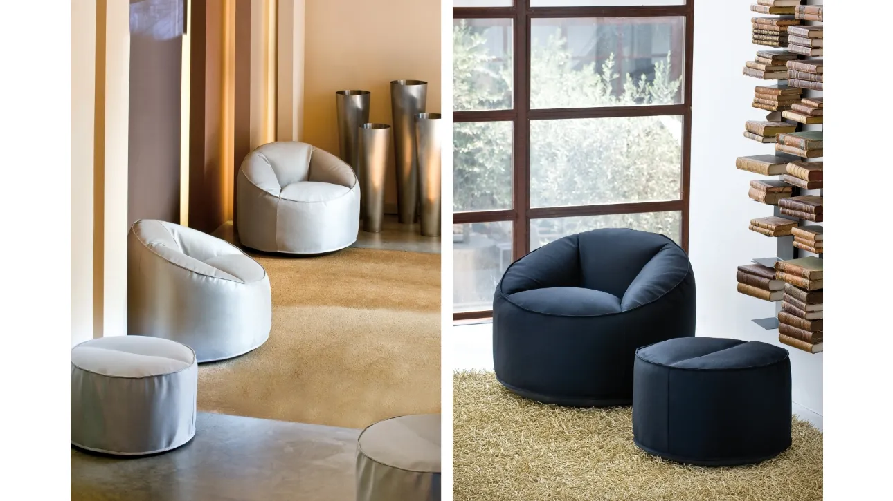 Poltroncina e Pouf imbottiti Outdoor Island di Pedrali