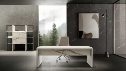 Scrivania Direzionale in laccato e laminam finitura marmo Bold58 Bridge di About Office