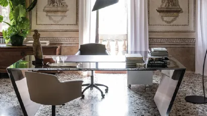 Scrivania Direzionale in acciaio inox Vega di Cattelan Italia