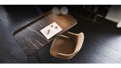 Scrivania da Ufficio con piano in ceramica e struttura in acciaio Wolf Keramik di Cattelan Italia