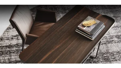 Scrivania da Ufficio in legno con struttura in acciaio Wolf Wood di Cattelan Italia