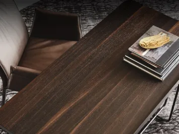 Scrivania da Ufficio in legno con struttura in acciaio Wolf Wood di Cattelan Italia